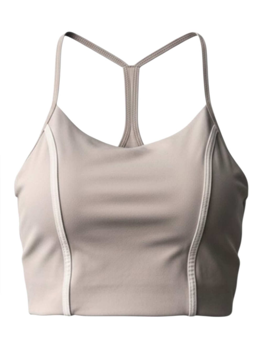 Yogalicious Lux Xandra Light Beige Yoga Athletic Crop Bra Racerback Tank Top S